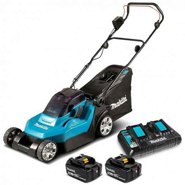 Makita - 18V AKU sekačka na trávu, záběr 38 cm, 2x aku 5,0 Ah LXT, nabíječka DLM382PT2