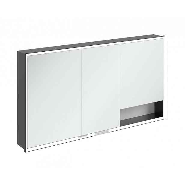 Villeroy & Boch My View+ - Zrcadlová skříňka s LED osvětlením 140x75x17 cm, 3 dvířka, Pure White/matná černá B48214VF