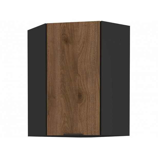 Vysoká rohová skříňka TOVA 1 - 60x60 cm, ořech okapi / černá