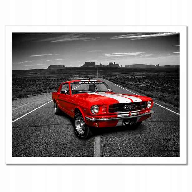 Plakáty v rámu 40x30 Červený Ford Mustang