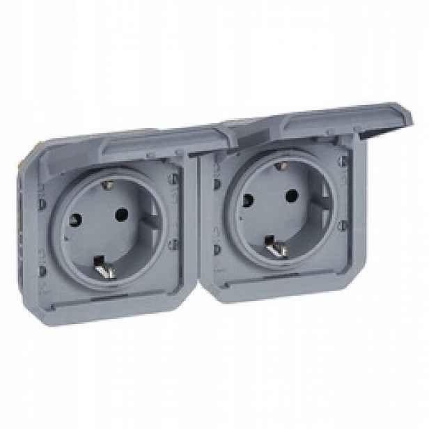 Nové Plexo Schuko horizontální zásuvka, mechanismus šedý Legrand 069576L