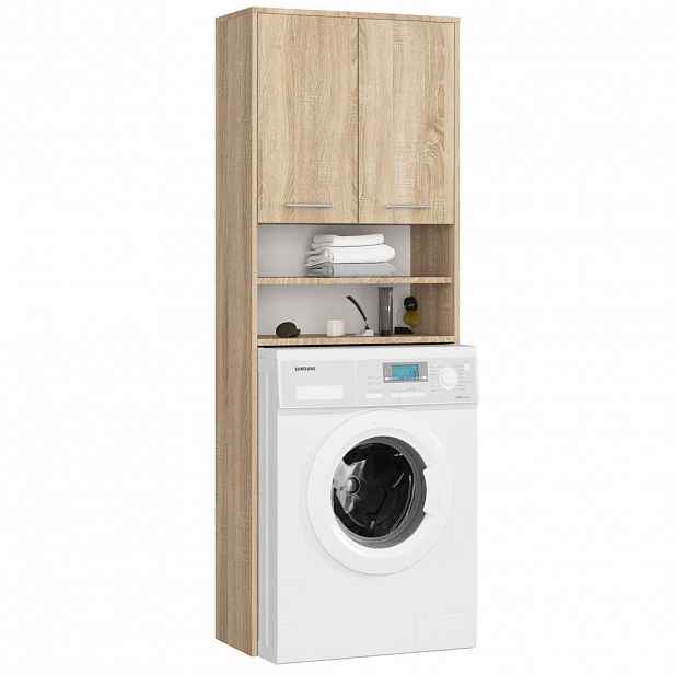 RAUMHIRSCH FURNITURE SKŘÍŇ NA PRAČKU se dvěma dvířky, 64 × 30 × 190 cm dub Sonoma