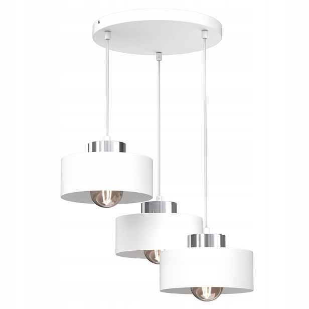 Závěsná lampa trojitá bílá chrom kulatá 46 cm do jídelny nad stůl Luminex