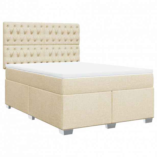 vidaXL Box spring postel s matrací krémová 140x200 cm textil