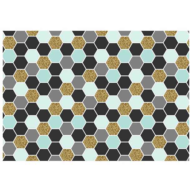 Fototapeta Geometrické šestiúhelníky Vinyl Černá Šedá Světle Modrá 460x300 lepidlo