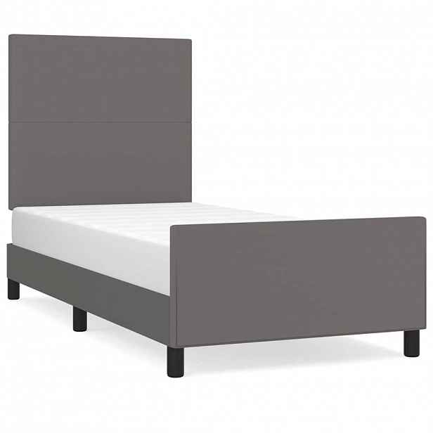 vidaXL Rám postele s čelem šedý 90x190 cm umělá kůže
