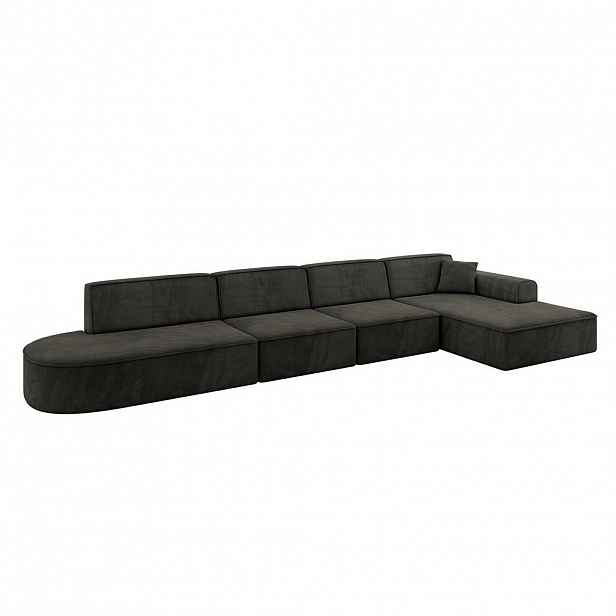 ALTDECOR ROHOVÁ SEDACÍ SOUPRAVA s otomanem vpravo IREA-L3-v3 – 412 × 165 × 77 cm, černá