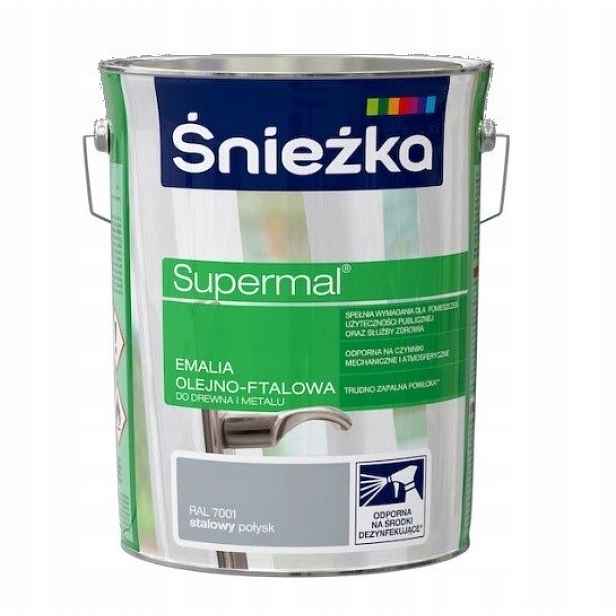 Śnieżka Supermal Olejovo-ftalový smalt Ocelový Ral 7001 Lesk 5L