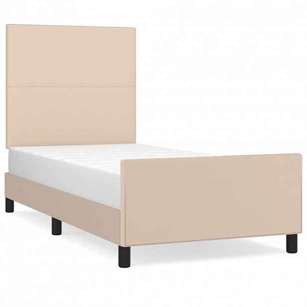 vidaXL Rám postele s čelem cappuccino 90x190 cm umělá kůže