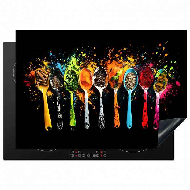 MuchoWow KRYT NA INDUKČNÍ DESKU Lžičky - koření - moderní - graffiti - barva - barevné 75x52 cm
