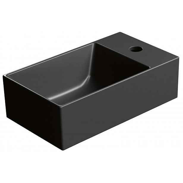 Sapho GSI Kube X - Umývátko 40x23 cm, bez přepadu, otvor pro baterii, matná černá 9484126