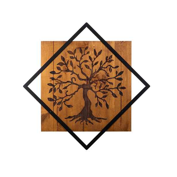 Wallity Nástěnná dřevěná dekorace TREE II hnědá/černá