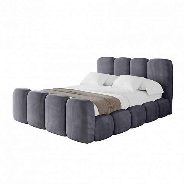 ALTDECOR ČALOUNĚNÁ POSTEL s úložným prostorem, zánožím a lamelovým roštem, americká postel bez matrace – KALA-Z 160x200 tmavě šedá