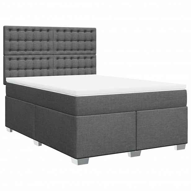 vidaXL Box spring postel s matrací tmavě šedá 140x200 cm textil