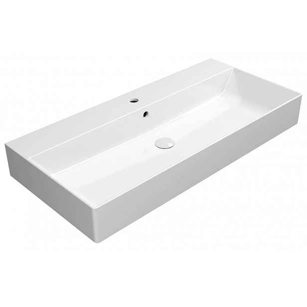 Sapho GSI Kube X - Umyvadlo 100x47 cm, s přepadem, otvor pro baterii, ExtraGlaze, bílá 9423111