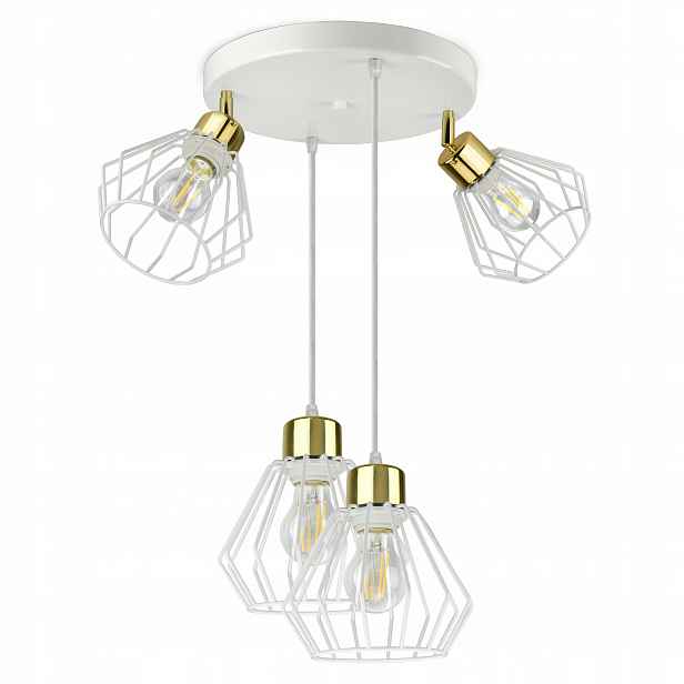 Lampa Stropní Svítidlo Lustr Glamour Bílá Zlatá Led