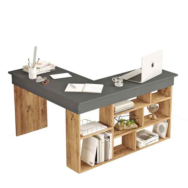 Casarredo Rohový psací stůl LUKA - borovice/antracit