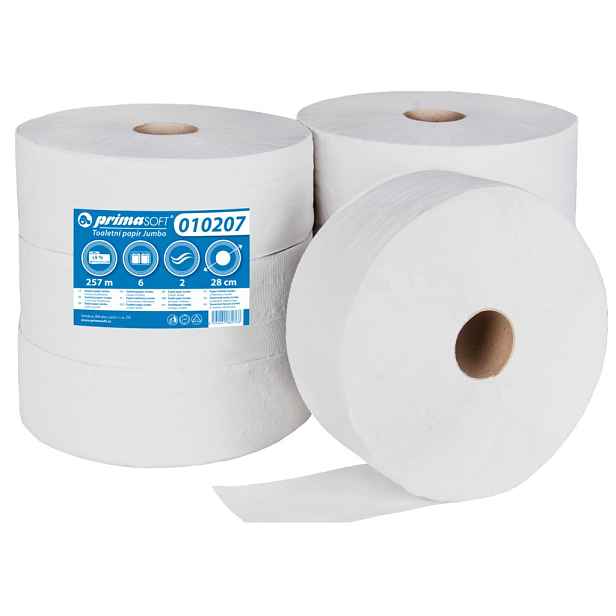 Toaletní papír PrimaSoft 280, 2-vr., rec., bílá, 75% bělost (bal.6ks) 010207