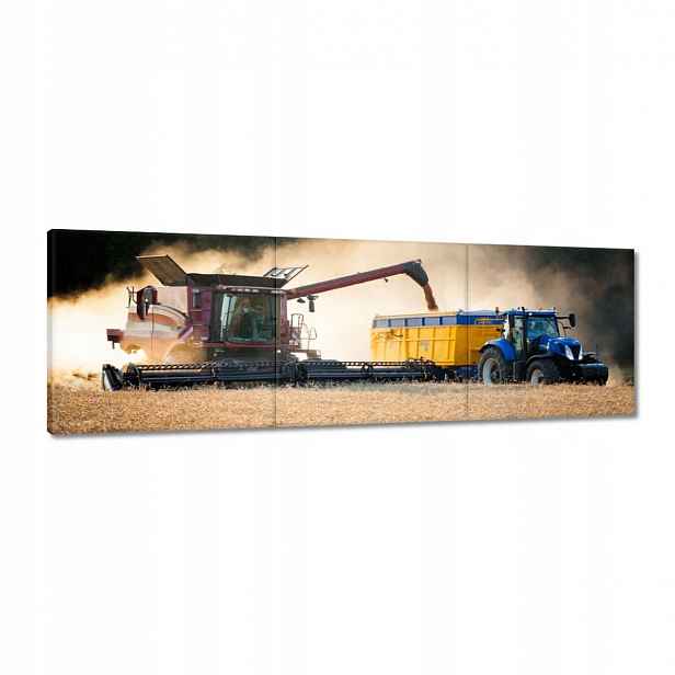 Obrazy 120x40 Žně Kombajn Traktor