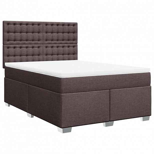 vidaXL Box spring postel s matrací tmavě hnědá 140x200 cm textil