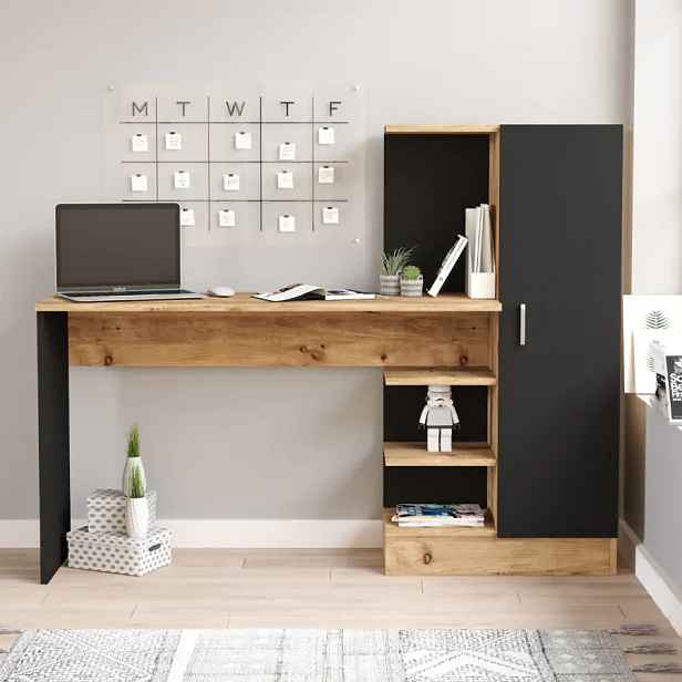 Casarredo Psací stůl IDABEL - borovice/černá