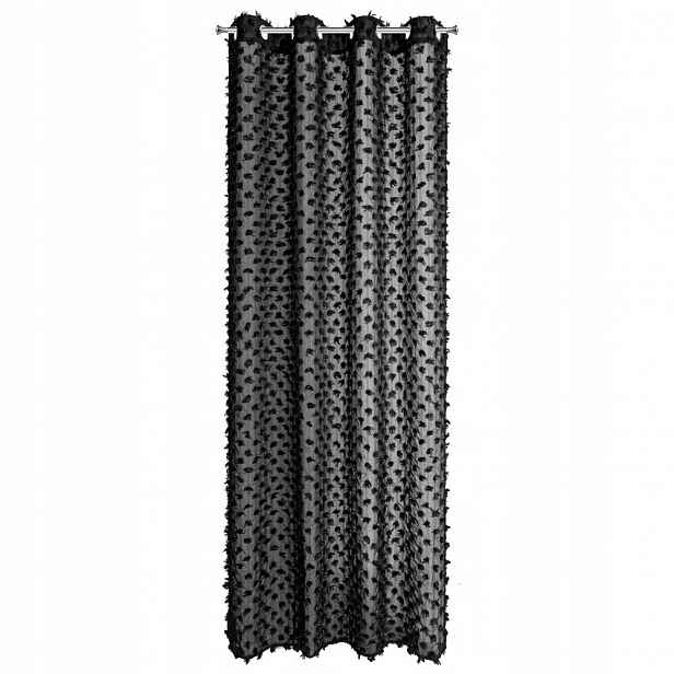 Hotový závěs na průchodkách Aurelia 135x250, černý šifon bambule