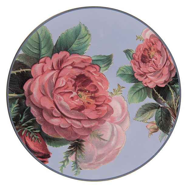 Modrý servírovací talíř s růžemi - Ø 33*1 cm Clayre & Eef