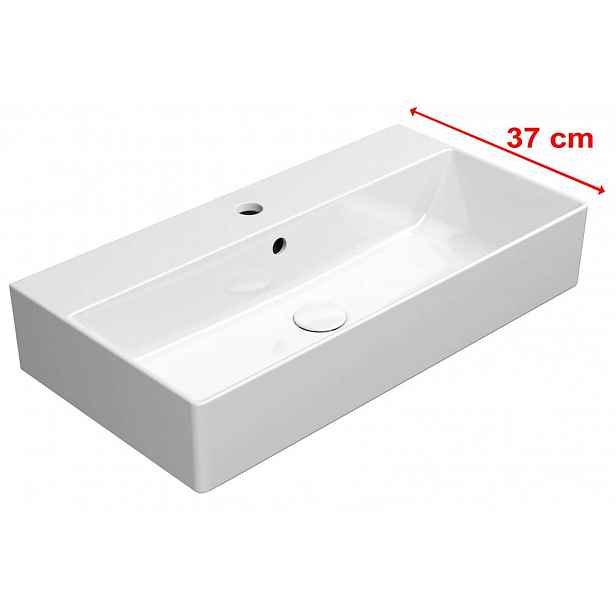 Sapho GSI Kube X - Umyvadlo 70x37 cm, s přepadem, otvor pro baterii, ExtraGlaze, bílá 9455111