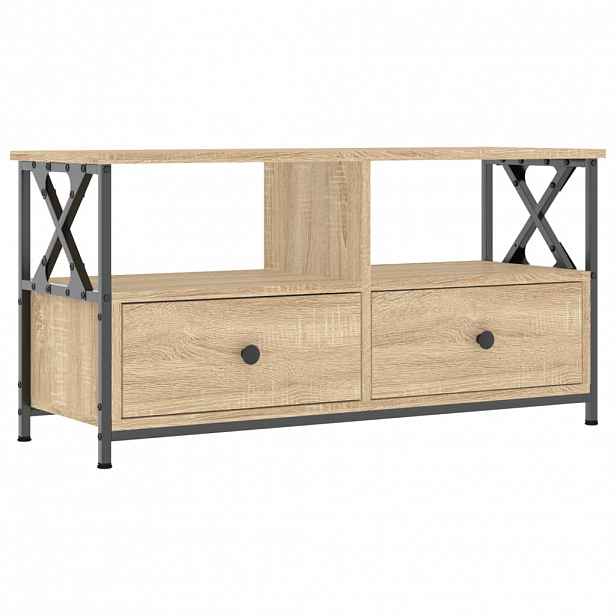 vidaXL TV skříňka dub sonoma 90 x 33 x 45 cm kompozitní dřevo a železo