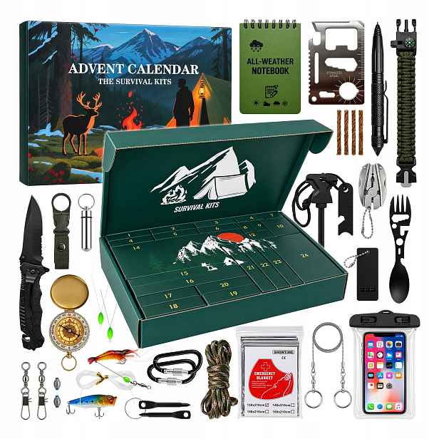 Survivalový Adventní Kalendář Sada Outdoorových Turistických Nástrojů 24KS
