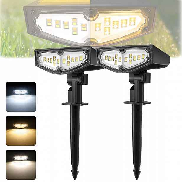 2 Solární lampa do zahrady Led reflektor s senzorem Vodotěsná