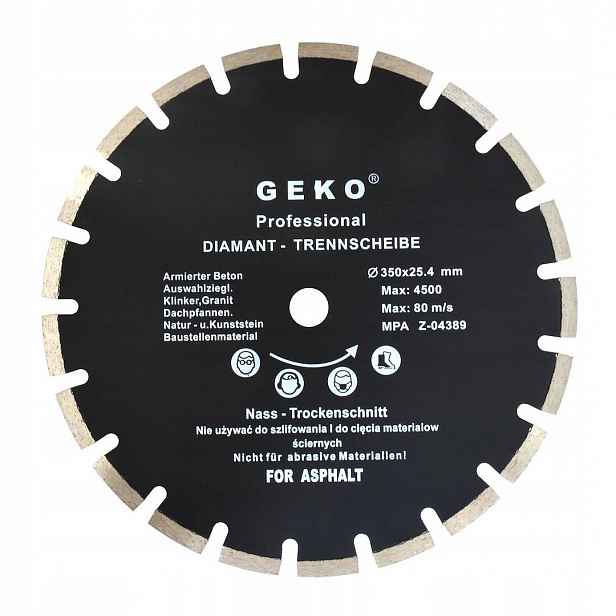 Diamantový kotouč segment Geko G00279 Profi 350x25,4 mm asfalt suchý/mokrý