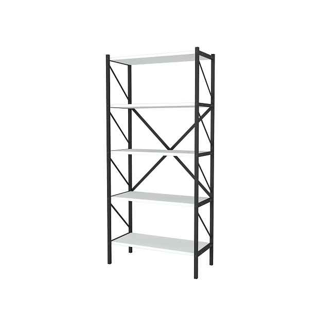 Kovový regál MEBRU 158 cm, černá/bílá DOPRODEJ