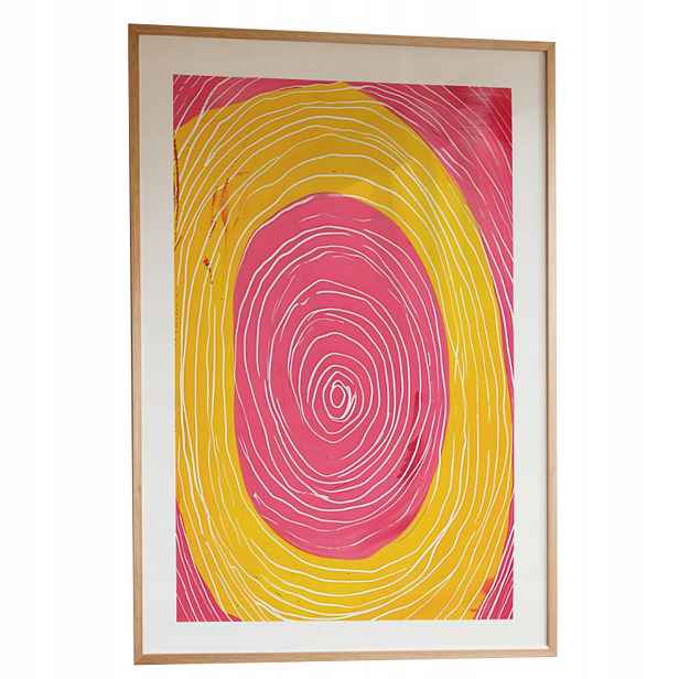 Obraz Abstrakce Růžovo-žluté kruhy A3 Plakát Rámeček Dřevěný 30x42 cm