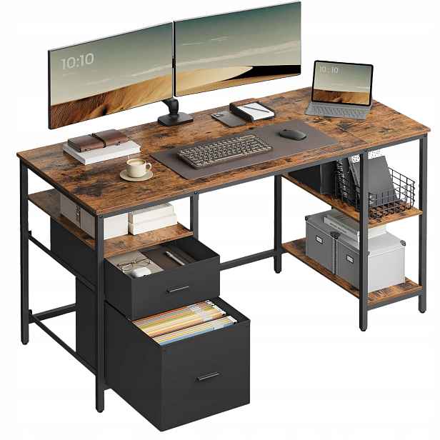 Psací stůl Loft 140x60 cm Loft do kanceláře pracovny s policemi a zásuvkami