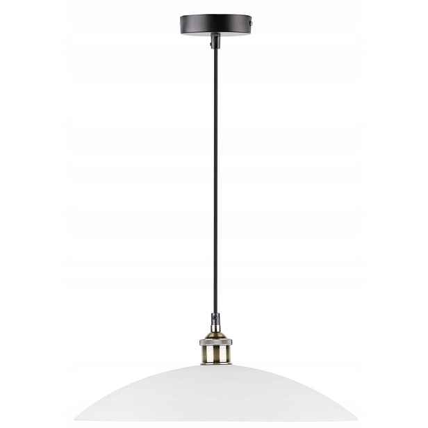 Samostatná závěsná lampa černá patina s bílým skleněným stínítkem 125 x 40 cm