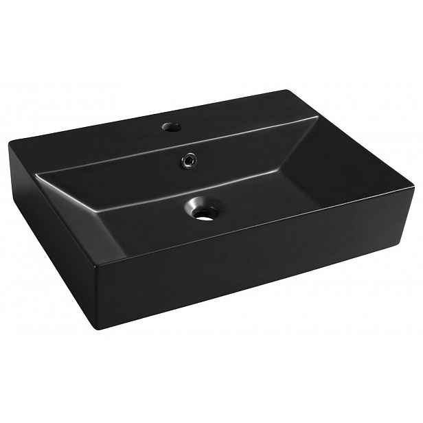 Sapho Isvea - Umyvadlo Sistema, 60x42 cm, s přepadem, otvor pro baterii, matná černá 10SF50060-2N