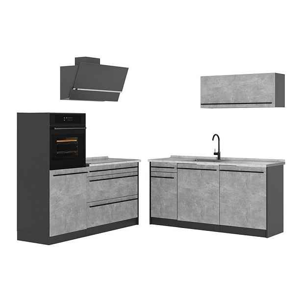 Vicco KUCHYŇSKÝ KOUT R-Line, Beton/Antracit, 160 cm pracovná doska Mramor