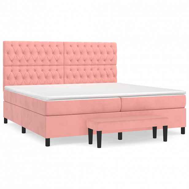 vidaXL Box spring postel s matrací růžová 200x200 cm samet