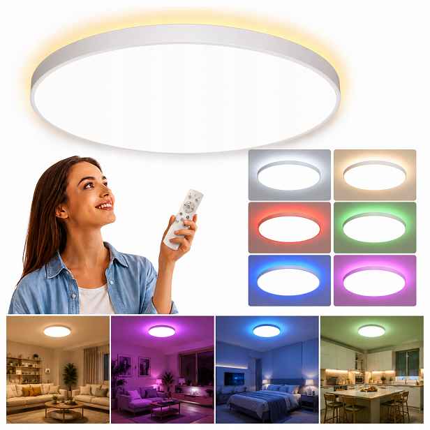 Lampa Stropní Svítidlo Stropní Kulatý obývací pokoj Ložnice Led Rgb Dálkový Ovladač 24W Stmívatelná