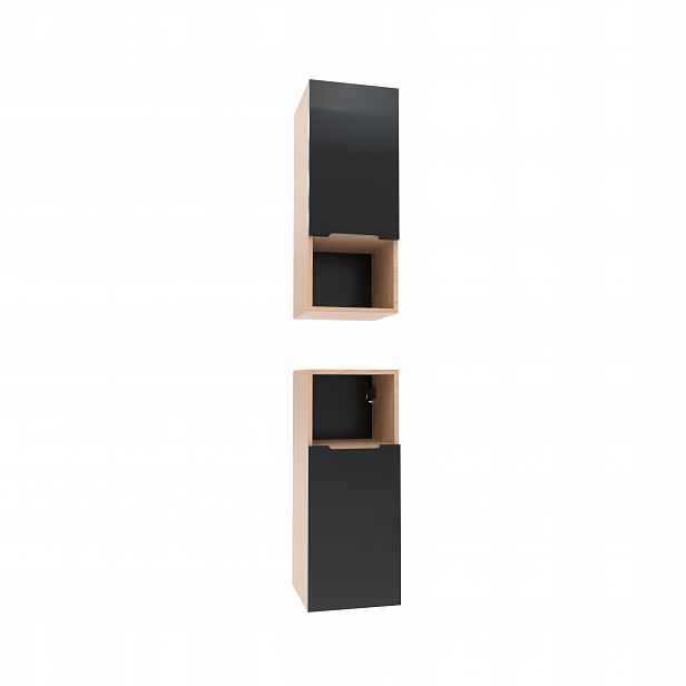 Boční skříňka šedá 75x30x30 koupelnová závěsná šedá matná/dub, Omeble