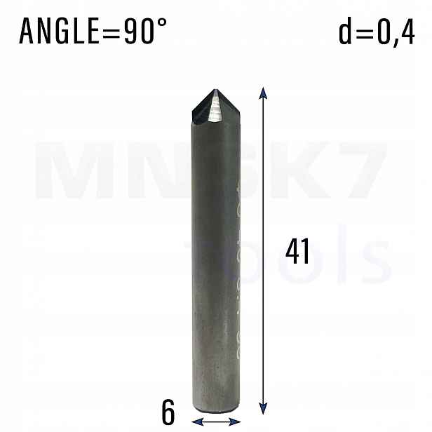 Diamantová fréza Pcd do žuly stopka 6 mm fi 0,4 x 41 90° Cnc
