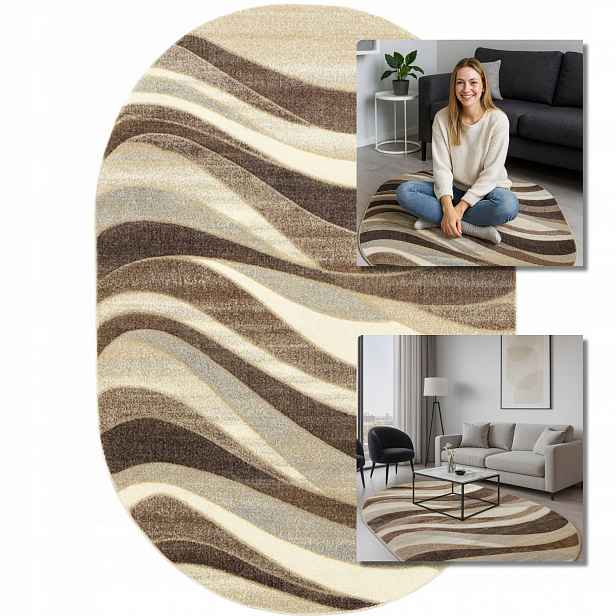 Koberec Oválný Moderní Módní Béžový Koberec Do Obývacího Pokoje Romantic 160x230