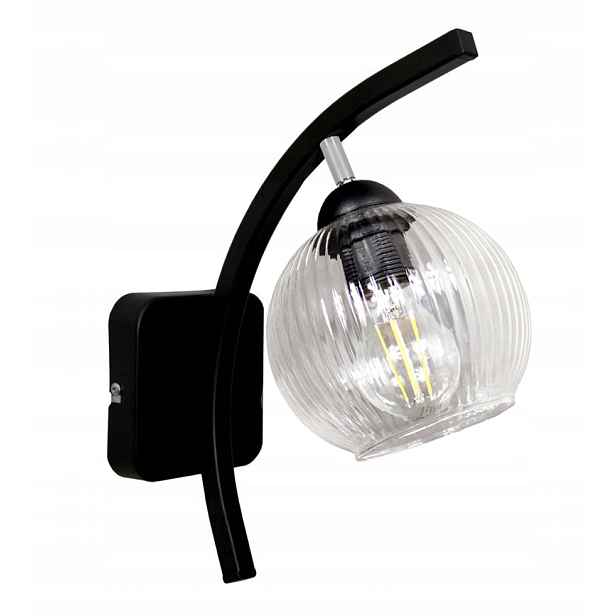 Nástěnné svítidlo černá lampa Rýhované Průhledné na kloubu