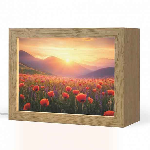 OnlyWow STOLNÍ LAMPA Krajina - Západ slunce - Květinové pole 20x15 cm