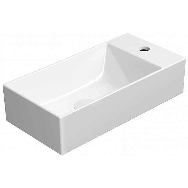 Sapho GSI Kube X - Umývátko 50x25 cm, bez přepadu, otvor pro baterii, ExtraGlaze, bílá 9486111