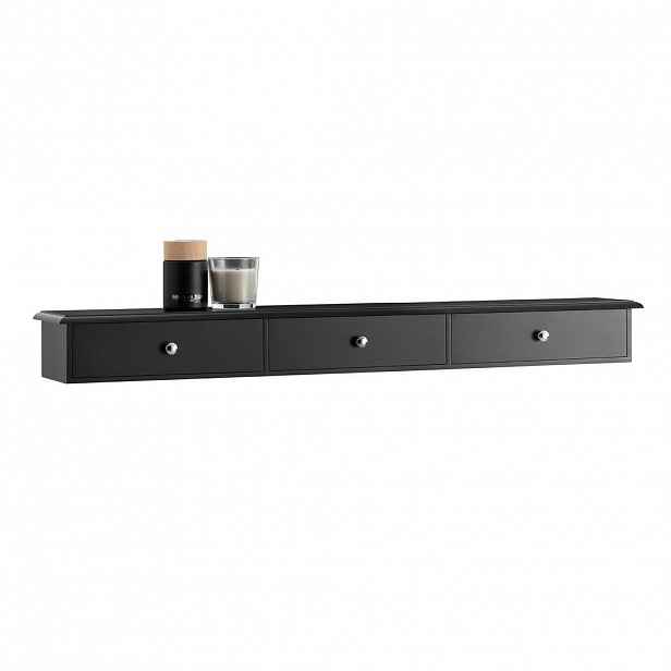 SoBuy POLIČKA se třemi zásuvkami Černá 93x15x10cm Minimalistický