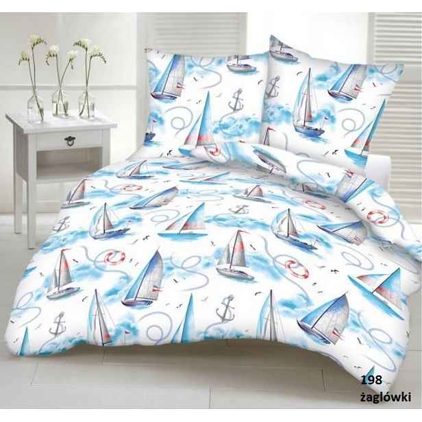 Krepové povlečení 160x200 plachetnice kotvy námořnické knoflíky 100% bavlna