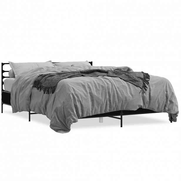 vidaXL Rám postele černý 150 x 200 cm kompozitní dřevo a kov