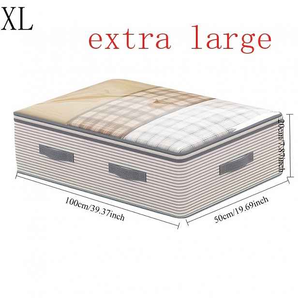 TEMU 80/100cm Extra Velký Odolný Úložný Organizér z Netkané Textilie s Průhledným Okénkem a Otevíracím Víkem, Vhodný do Šatníku, Pod Postel, na -